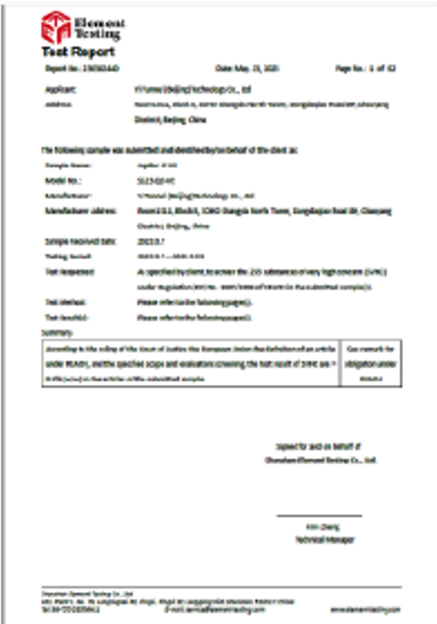 REACH SVHC / EU certification